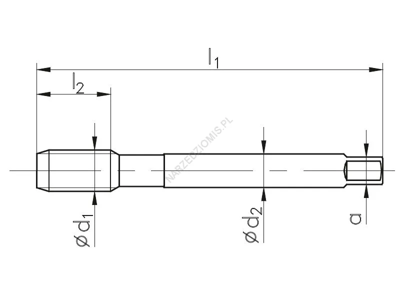 Rysunek techniczny: Gwintownik maszynowy wysokowydajny NGMm/1 DIN 374/1-E M14x1,5 6HX HSSE-PM GG IKR TiCN